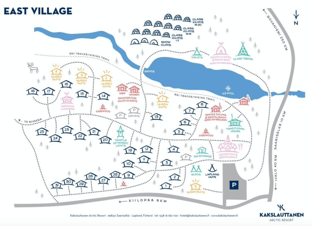 East Village Map - Kakslauttanen Arctic Resort