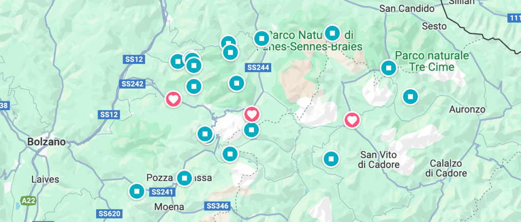 mejores zonas para dormir en Dolomitas